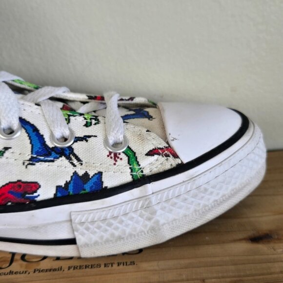 CTAS 4 Hi Top Dinosaurs White Canvas Lace Up Converse Sneakers Shoes Kids - Picture 3 of 14